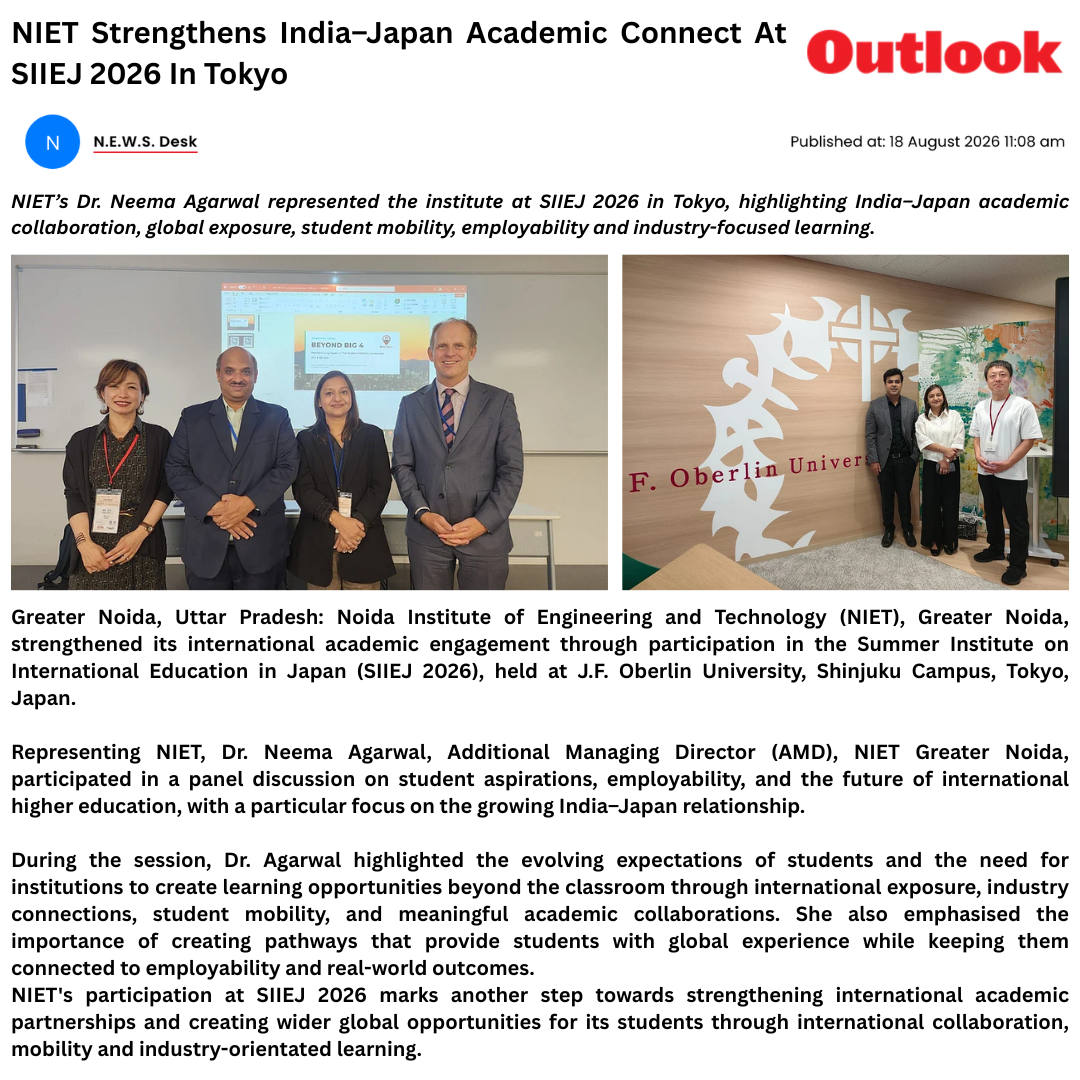 NIET Strengthens India–Japan Academic Connect At SIIEJ 2026 In Tokyo