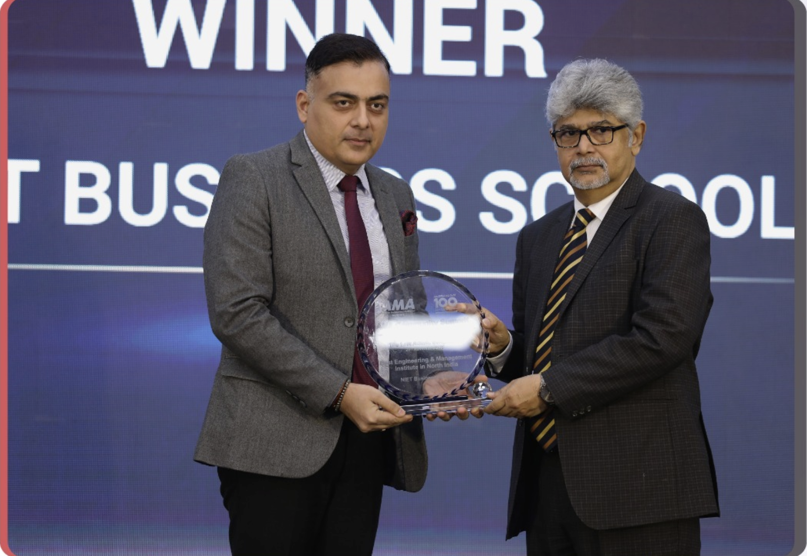 NIET, Greater Noida proudly receives the Best Engineering & Management Institute in North India Award at the AMA Community Summit 2025.