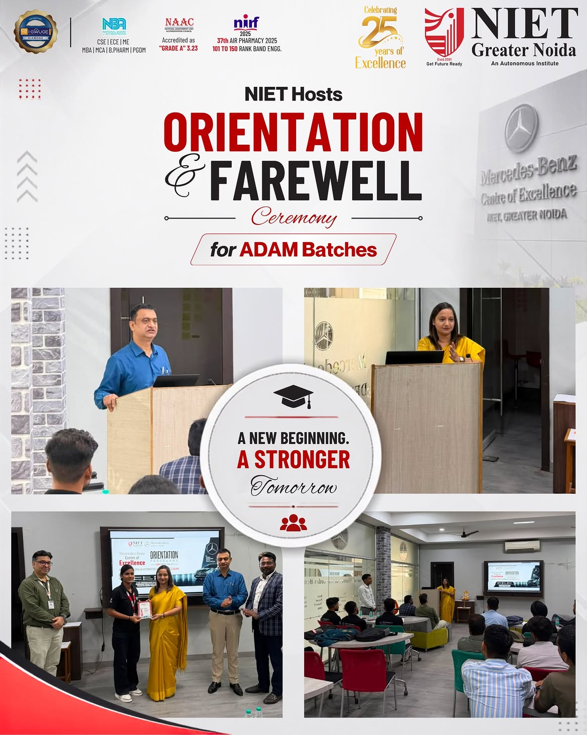NIET Greater Noida hosts the ADAM 2026–27 Orientation and Farewell Ceremony, marking a new beginning for aspiring automotive professionals.