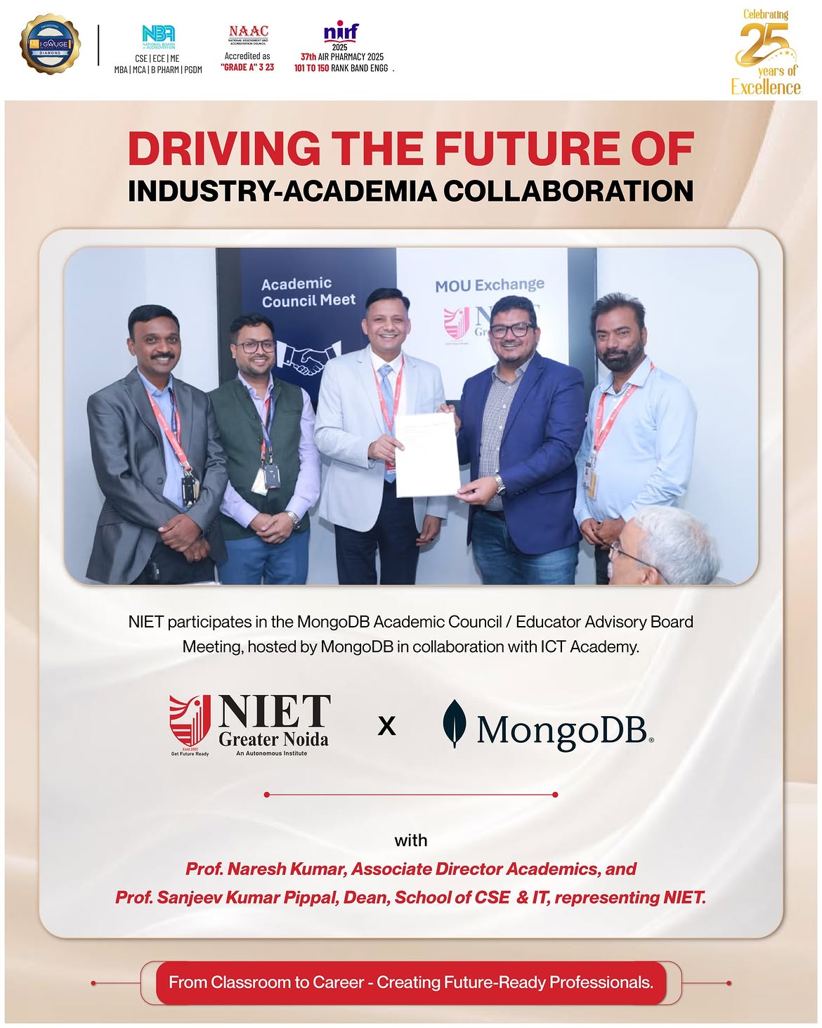 NIET Greater Noida participates in the MongoDB Academic Council Meeting to strengthen industry-aligned learning and AI-ready skills.