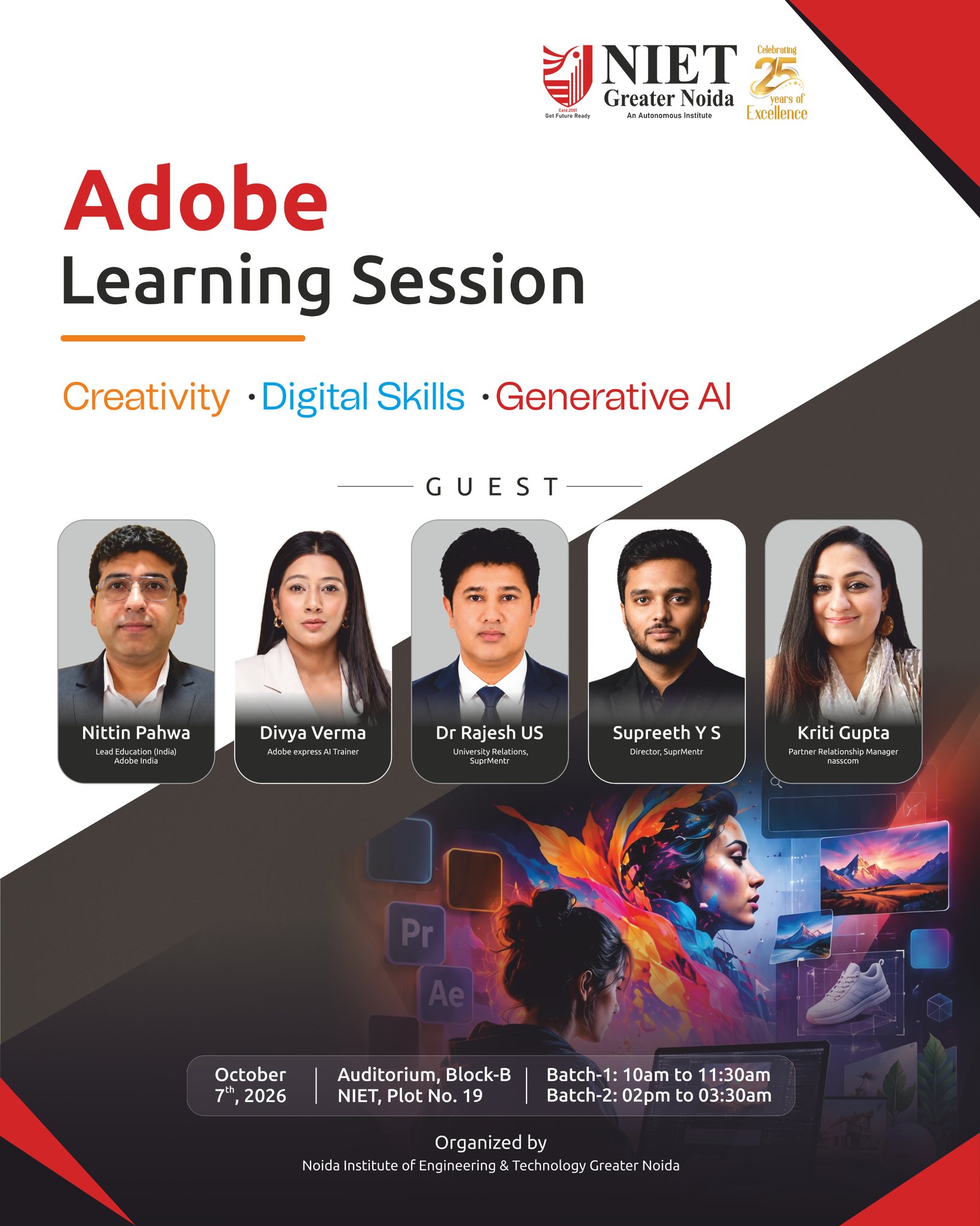 NIET Greater Noida hosts an Adobe Learning Session on creativity, digital skills, and Generative AI, empowering students with industry insights.