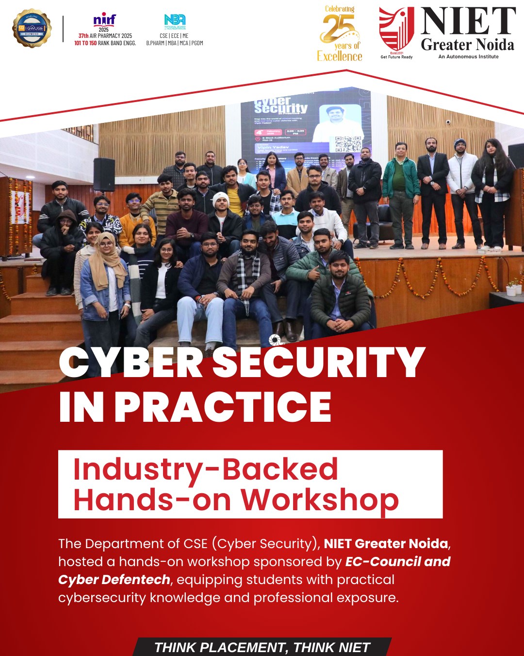 NIET CSE (Cyber Security) Department Hosts EC-Council & Cyber Defentech Sponsored Hands-On Cybersecurity Workshop
