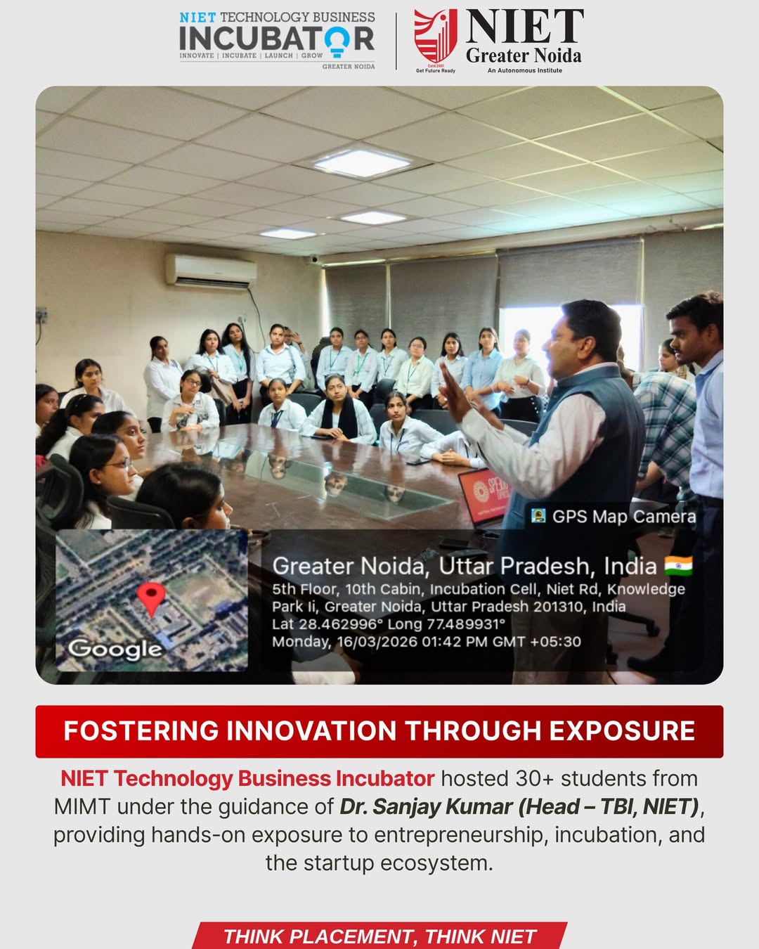 NIET TBI Hosts MIMT Students for Hands-On Entrepreneurship and Startup Ecosystem Exposure